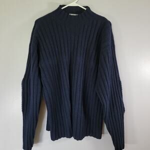 Utility Lambswool Blend Y2K Sweater Mens XL Navy Heavyweight Preppy Ski Chalet